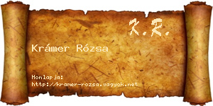 Krámer Rózsa névjegykártya